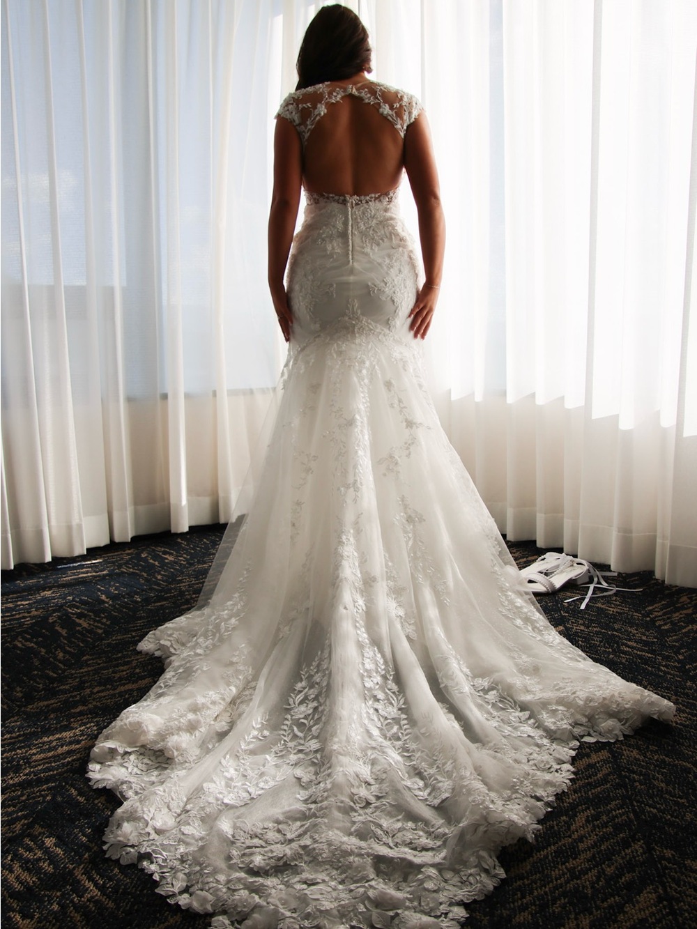 Martina Liana Ivory Lace Mermaid Bridal Gown with Open Back